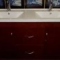 59" Cherry-stained Bathroom Double Vanity Sink White Acrylic Top w/ Faucets