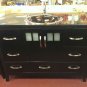 48" Modern Bathroom Vanity Sink Multicolored Glass Top & Dark Body w/ faucet