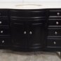 48" Bathroom Vanity Sink Cream Marble with Black Cabinet & Bisque Bowl