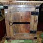 Wooden rustic wood tone with aged metal chest hand Carved made in India