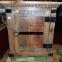 Wooden rustic wood tone with aged metal chest hand Carved made in India