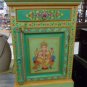 Wooden end table or night stand chest Ganesh hand Carved made in India