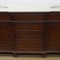 72" Double Vanity Bathroom Sink cream marble Teak Color Body w Bisque Bowls