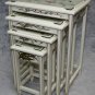 Nest of Tables Off White Laquer w/ Mother of Pearl & Glass Set of 4 Hand Painted