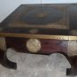 Indian Wooden Coffee Table / End Table / Pedestal w/ Brass Detail Made in India