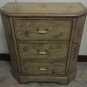 30" Chinese cabinet chest beige flowers design Asian 3 drawer chest