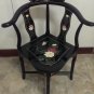 Black lacquer accent piece corner chair mother of pearl  with flowers and birds