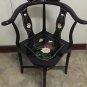 Black lacquer accent piece corner chair mother of pearl  with flowers and birds