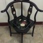 Black lacquer accent piece corner chair mother of pearl  with flowers and birds