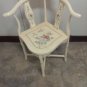 Off white accent piece corner chair honey stain with flowers and birds design