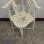 Off white accent piece corner chair honey stain with flowers and birds design