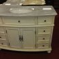48" White Marble Single Bathroom Vanity Sink White Wash Finish w/ White Bowl