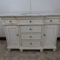 48" White Marble Single Bathroom Vanity Sink Whitewash Finish w/ White Bowl