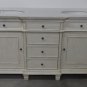 60" Double Bathroom Vanity Sink White Marble w/ White Wash Cabinet & White Bowls