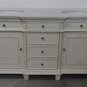 60" Double Bathroom Vanity Sink White Marble w/ White Wash Cabinet & White Bowls