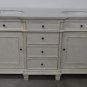 60" Double Bathroom Vanity Sink White Marble w/ White Wash Cabinet & White Bowls