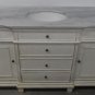 56" Bathroom Vanity Sink White Wash Finish with White Marble & White Bowl