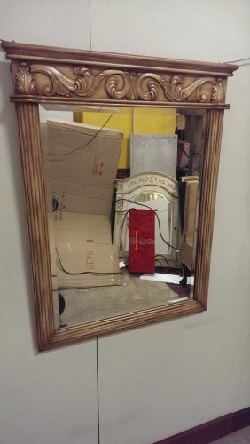 30" scroll design mirror honey color stain