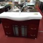 48" Cherry-stained bathroom vanity sink white porcelain top w/ faucet