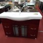 48" Cherry-stained bathroom vanity sink white porcelain top w/ faucet