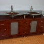 71" Glass top Modern Double Vanity Cherry w/ faucet sink