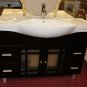 48" white porcelain top Modern Vanity dark ebony stained w/faucet pot belly sink