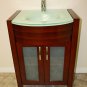 24" Frosted Glass top Modern Vanity Cherry w/ chrome faucet