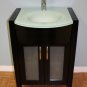 24" Frosted Glass top Modern Vanity Dark Ebony (Black) w/ chrome faucet