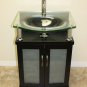24" Raised Glass top Modern Vanity Dark Ebony (Black) w/ chrome faucet