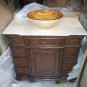 36" Cream marble Bathroom Vanity Vessel Style Teak brown w Faucet & Clear Bowl
