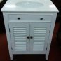 26" White Marble Bath Vanity whitewash plantation cottage style vanity sink