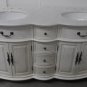 60" Double Bathroom Vanity Sink White Marble Whitewash Color Body w White Bowl