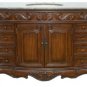 42" Coffee Marble bathroom vanity Teak finish sink with linen tower combo