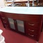 60" Frosted Glass top Modern Trough style Vanity Cherry w/ faucet