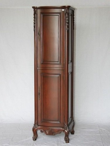 21" Cherry Stained Linen Tower Cabinet Traditional Design