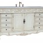56" Whitewash-stained bathroom vanity sink cream marble w/ linen tower combo