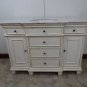 48" Bathroom combo Vanity whitewash Sink, WHT Marble, bowl and mirror all white