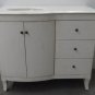 40" Bathroom Vanity Sink WhiteWash, White Marble + Bowl, linen tower and mirror