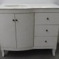 40" Bathroom Vanity Sink WhiteWash Cabinet White Marble & White Bowl, and mirror