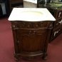24" Cream Marble Bathroom combo Vanity Teak Finish traditional w/ mirror