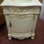 24" Cream Marble Bath combo Vanity whitewash vanity, linen tower, med. cabinet