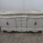 72" Cream Marble Double Bathroom Vanity Sink White Wash Cabinet W/ WHITE Bowls