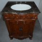 24" Coffee Marble Bathroom Vanity Sink Teak Finish scroll design traditional
