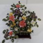 Jade Tree w/ Multi-Color Stone Flowers W/ Stand / Leaves & Base are Solid Jade