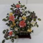 Jade Tree w/ Multi-Color Stone Flowers W/ Stand / Leaves & Base are Solid Jade
