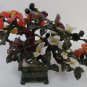 Jade Bonsai Tree with Multi-Color Stone Flowers / Leaves & Base are Solid Jade