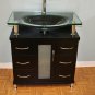 31" Raised clear Glass top Modern Vanity dark ebony (black) w/faucet