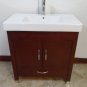 32" Bathroom Vanity SOLID WOOD Cherry Finish w/ White Porcelain Top  w/ Faucet