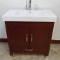 32" Bathroom Vanity SOLID WOOD Cherry Finish w/ White Porcelain Top  w/ Faucet