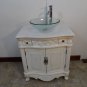 30" Bathroom Vanity Vessel Sink White Marble w/ Whitewash Body / Choice of Bowl